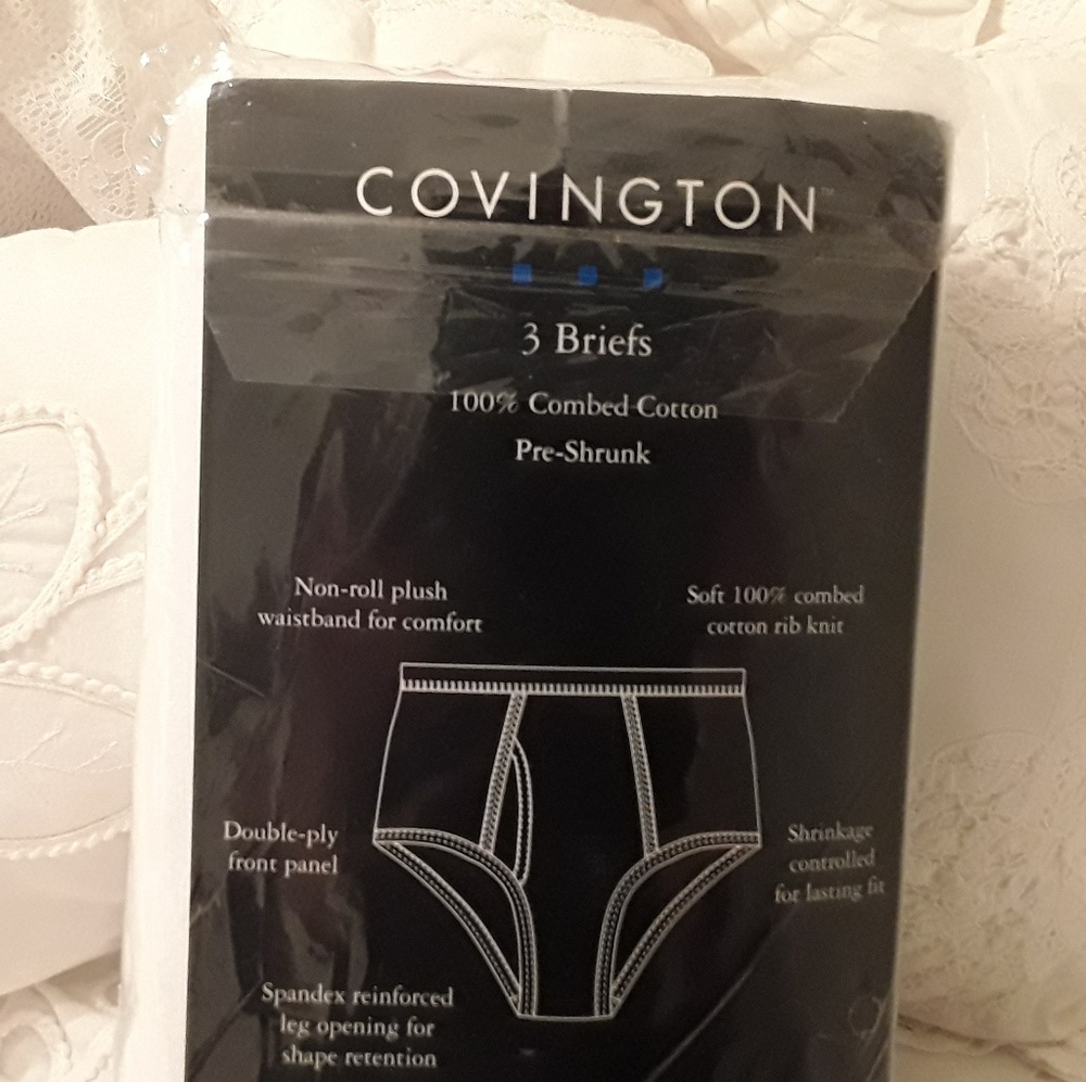 NWT, COVINGTON MEN'S 3 PACK BRIEFS SIZE 50 WHITE - Picture 3 of 6